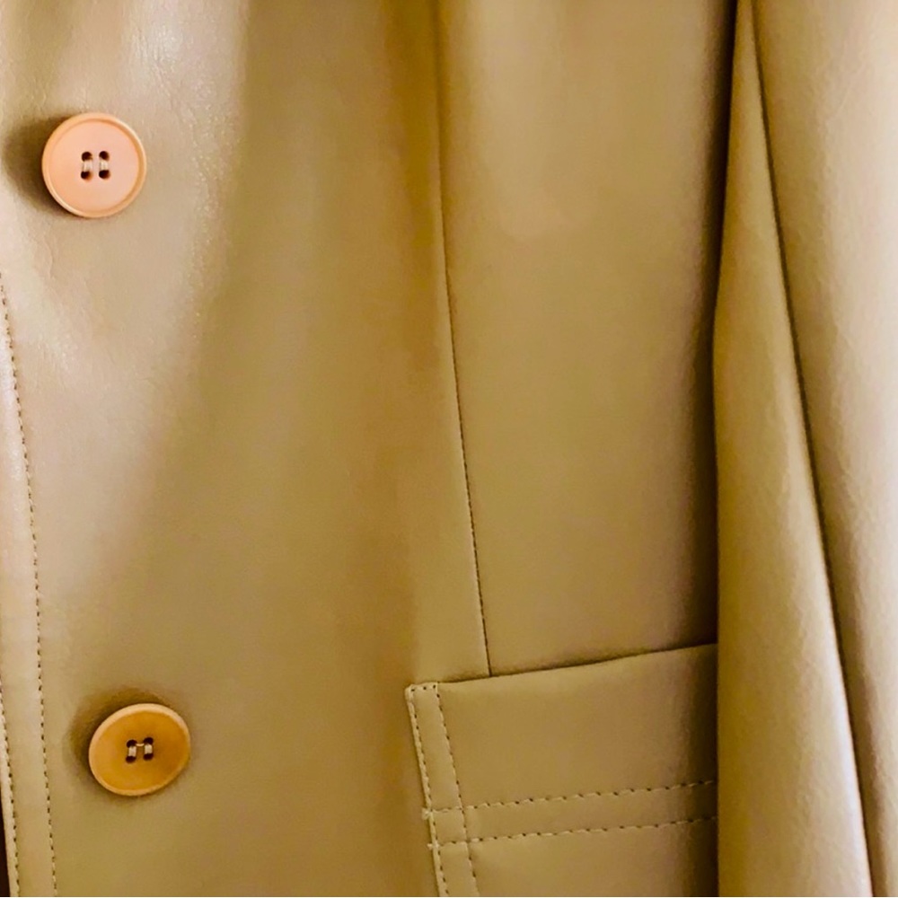 Zara Basic Light Cream Faux Leather Jacket - image 3